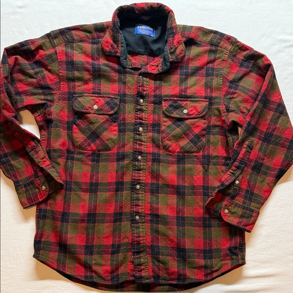Pendleton Red and Green Plaid Wool Shirt‎ Jacket